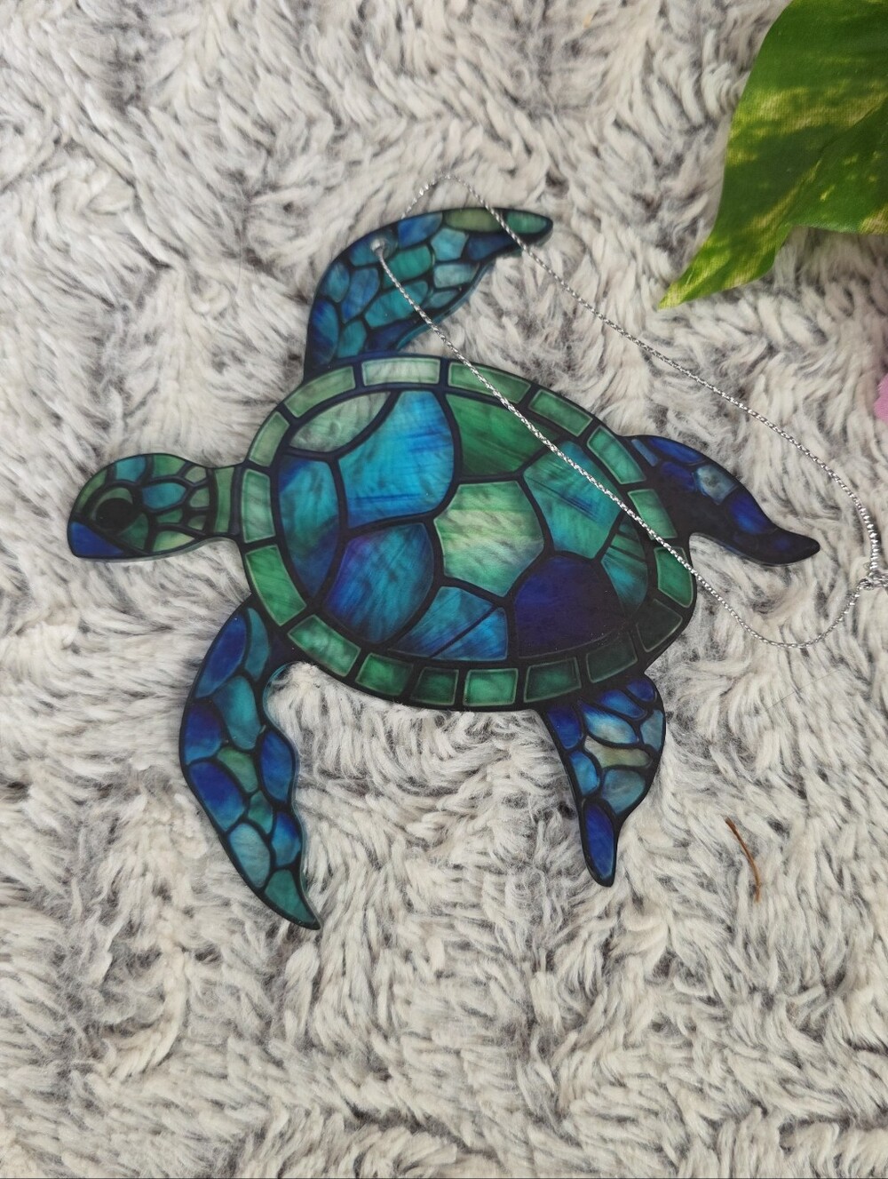 Sea Turtle Hanging Sun Catcher Window Decor Small Tropical Vibes Blue Green